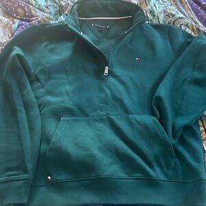 Tommy Hilfiger Men's Dark Green Zip-Up Sweater